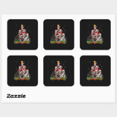 Sticker Carré Funny Boston Terrier Chien cadeau de Noël Arbre (Feuille)