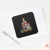 Sticker Carré Funny Boston Terrier Chien cadeau de Noël Arbre (Enveloppe)