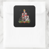 Sticker Carré Funny Boston Terrier Chien cadeau de Noël Arbre (Sac)