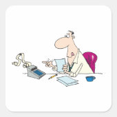 Sticker Carré Funny Cartoon Comptable Bureau Humour (Devant)