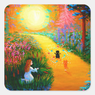 Sticker Carré Funny Cat Creationarts