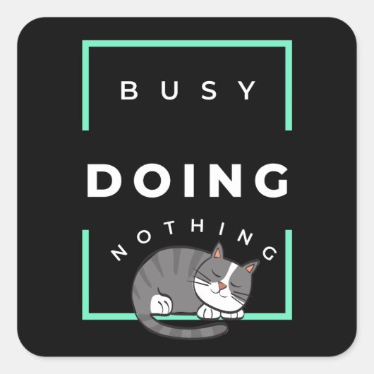 STICKER CARRÉ FUNNY CHAT BUSY NE FAIT RIEN (Devant)