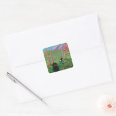 Sticker Carré Funny Chat Fall Feuilles de dessin Créationarts (Enveloppe)