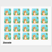 Sticker Carré Funny Chat Orange Tabby Butterfly Été (Feuille)