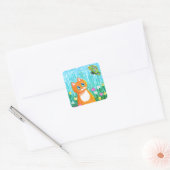 Sticker Carré Funny Chat Orange Tabby Butterfly Été (Enveloppe)