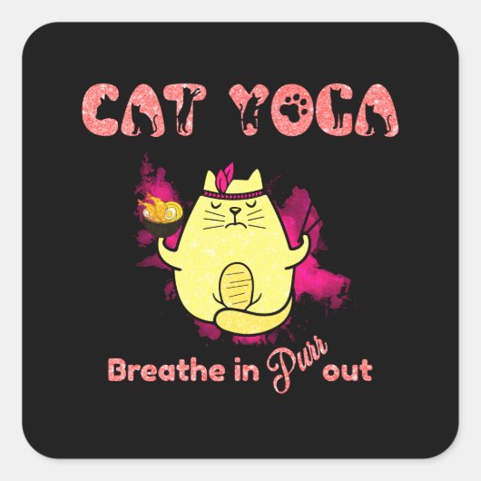 Sticker Carré Funny Chat Yoga (Devant)