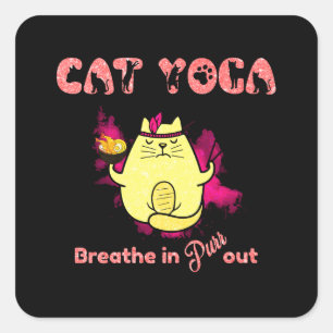 Sticker Carré Funny Chat Yoga