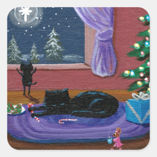 Sticker Carré Funny Christmas Cats Tree Créationarts (Devant)