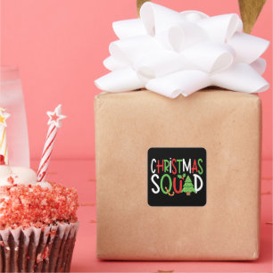 Sticker Carré Funny Christmas Squad Famille Vacances