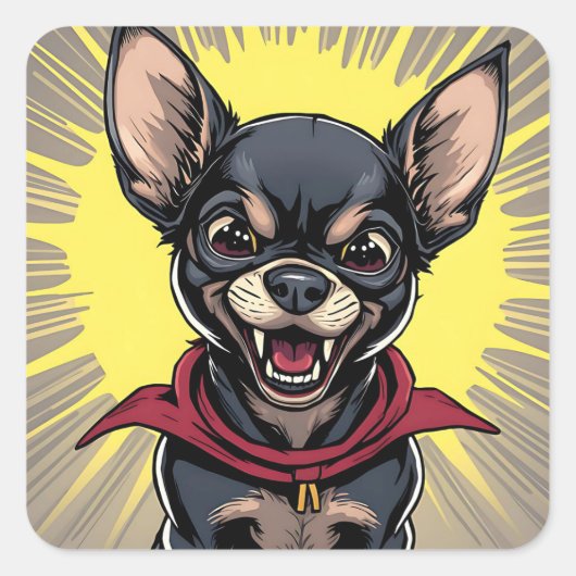 Sticker Carré Funny Crazy Chihuahua (Devant)