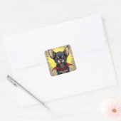 Sticker Carré Funny Crazy Chihuahua (Enveloppe)