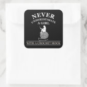 Sticker Carré Funny crochet citation crocheters cadeau (Sac)