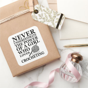Sticker Carré Funny crochet citations crocheters cadeau