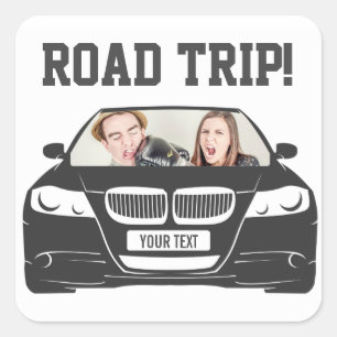 Sticker Carré Funny Custom Car Photo Voyage routier