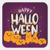 Sticker Carré Funny Cute Pumpkins Kids Happy Halloween (Devant)