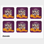 Sticker Carré Funny Cute Pumpkins Kids Happy Halloween (Feuille)