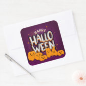 Sticker Carré Funny Cute Pumpkins Kids Happy Halloween (Enveloppe)