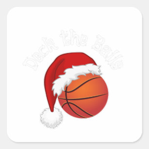 Sticker Carré Funny Deck the Balls Christmas Basketball Pun
