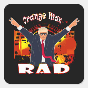 Sticker Carré Funny Donald Trump Orange Man Rad Cool Trump