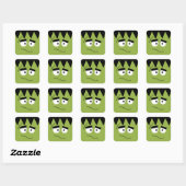 Sticker Carré Funny Frankenstein Face pour Halloween (Feuille)