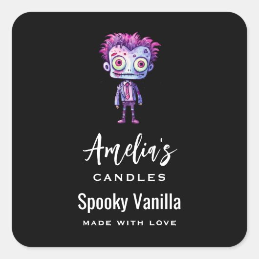 Sticker Carré Funny Frankenstein Monster - Bougie Business (Devant)