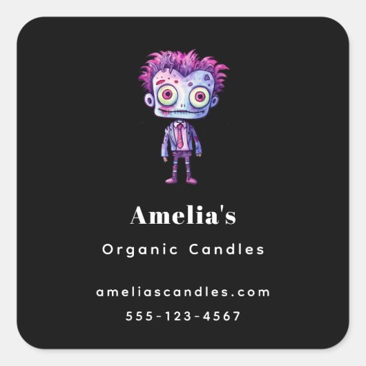 Sticker Carré Funny Frankenstein Monster Halloween Fun Business (Devant)