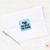 Sticker Carré Funny French Horn I'm With the Band (Enveloppe)