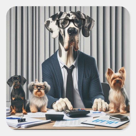 Sticker Carré Funny Great Dane Mantle de travail comptable (Devant)
