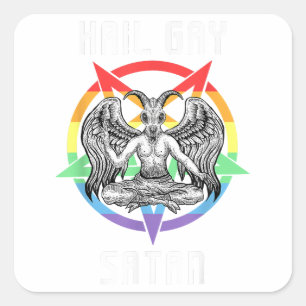 Sticker Carré Funny Hail Gay Satan LGBT Goth Gay pride Baphomet