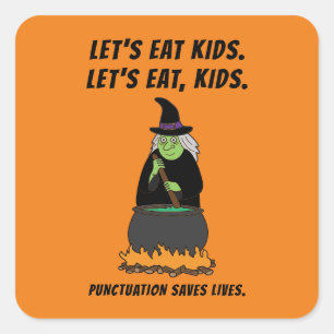Sticker Carré Funny Halloween sorcière Cool anglais enseignant G