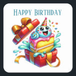 Sticker Carré Funny Happy Birthday cake ajouter du texte<br><div class="desc">Funny Happy Birthday cake ajouter texte Sticker Carré</div>
