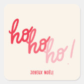 Sticker Carré Funny Hohoho Joyeux Noel Red Pink Typography (Devant)