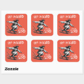 Sticker Carré Funny Jesus Skateboard Montez à bord avec Jesus (Feuille)