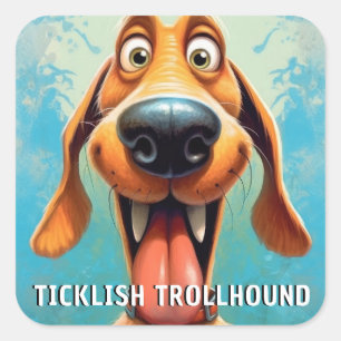 Sticker Carré Funny Monster Dog : Trollhound Ticklish