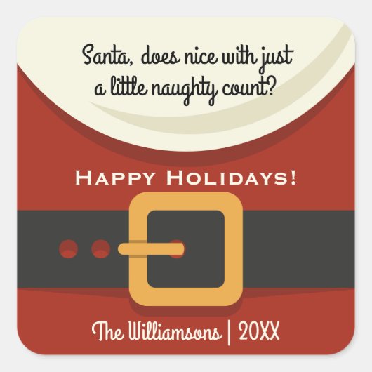 Sticker Carré Funny Noël Père Noël Naughty & Nice (Devant)