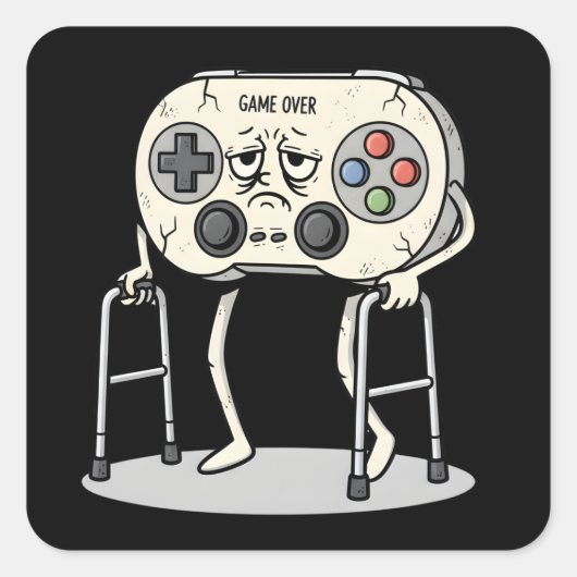 Sticker Carré Funny Old Gamer Gaming Retro 80s 90s Video Game (Devant)