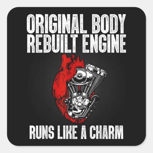 Sticker Carré Funny Open Heart Chirurgie Récupération Survivant (Devant)