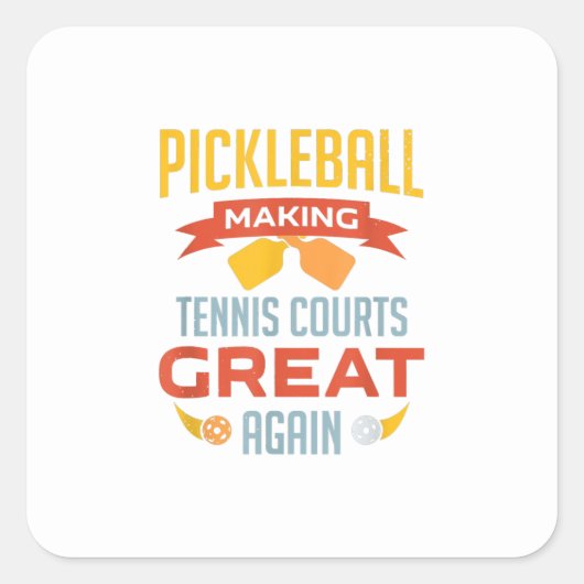 Sticker Carré funny pickleball making courts (Devant)