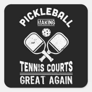 Sticker Carré Funny Pickleball Tennis Courts Dink Cadeau