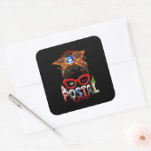 Sticker Carré Funny Postal Worker Leopard Messy Bun.pn (Enveloppe)