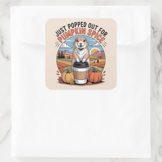 Sticker Carré Funny Prairie Dog Fall Pumpkin Spice Humor (Sac)