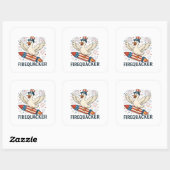 Sticker Carré Funny Rubber Duck USA Patriotic Firequacker 4e (Feuille)
