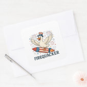 Sticker Carré Funny Rubber Duck USA Patriotic Firequacker 4e (Enveloppe)