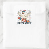 Sticker Carré Funny Rubber Duck USA Patriotic Firequacker 4e (Sac)