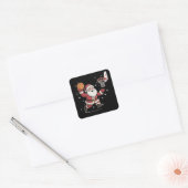 Sticker Carré Funny Santa Playing Basketball Christmas Gift Xmas (Enveloppe)