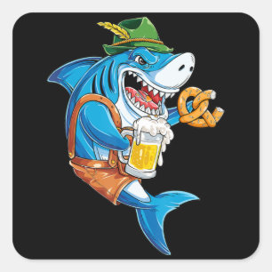 Sticker Carré Funny Shark Drink