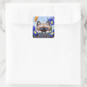 Sticker Carré Funny Siamese Ragdoll Chat Birman Irises (Sac)