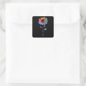 Sticker Carré Funny Skull Rainbow Sunflower (Sac)