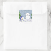 Sticker Carré Funny Snowman a besoin d'aide (Sac)