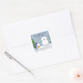 Sticker Carré Funny Snowman a besoin d'aide (Enveloppe)